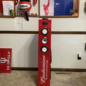 Decorative Budweiser iPod station.